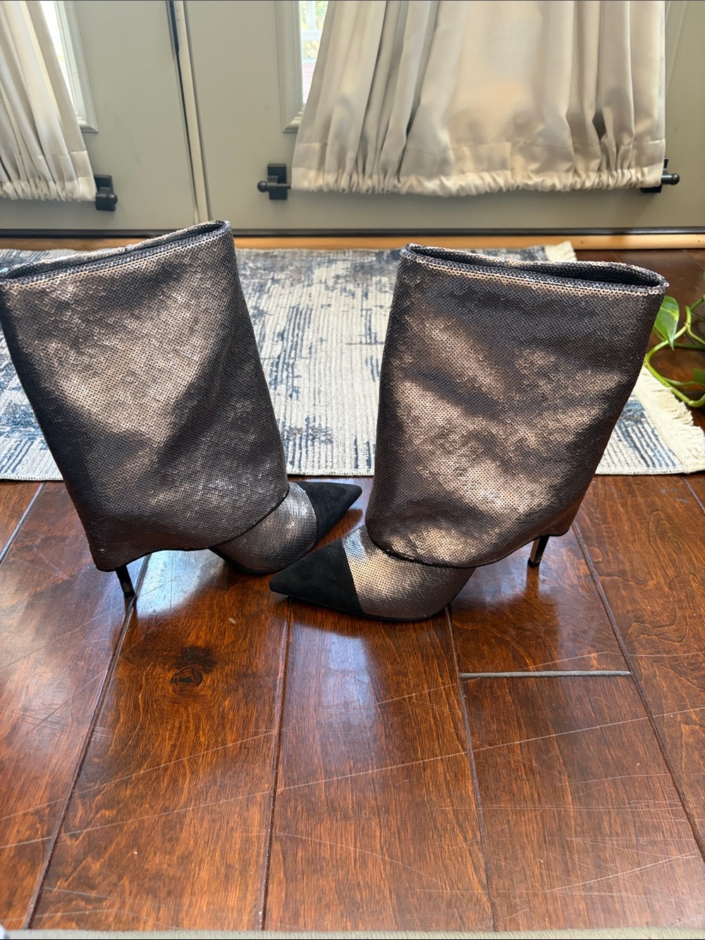 Balmain Metallic Black Pointed-Toe Ankle Boots - Women - Picture 3 of 8